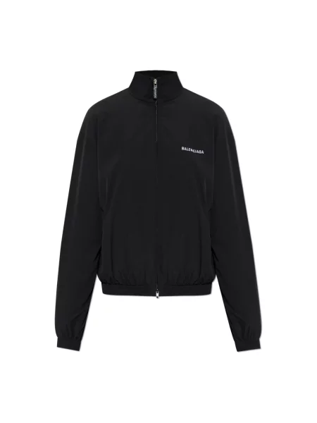 Lniana kurtka Balenciaga z logo czarna