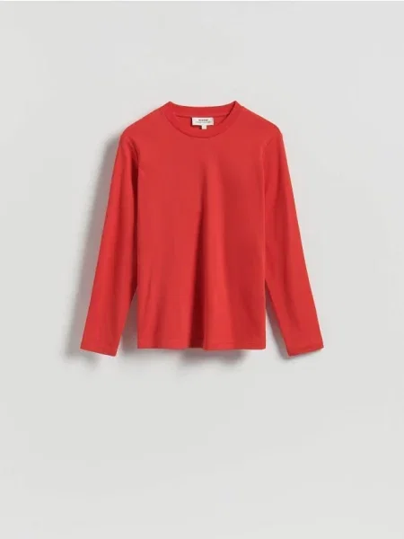 Reserved Tricou cu mânecă lungă din roșu-aprins roșu