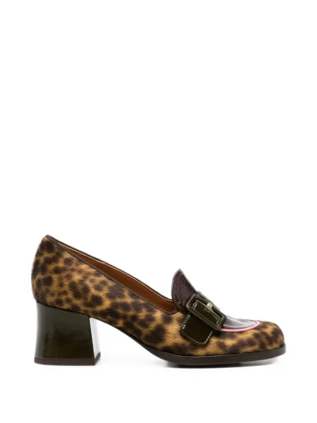 Pantofi cu toc Chie Mihara cu imagine cu model leopard cu cataramă maro