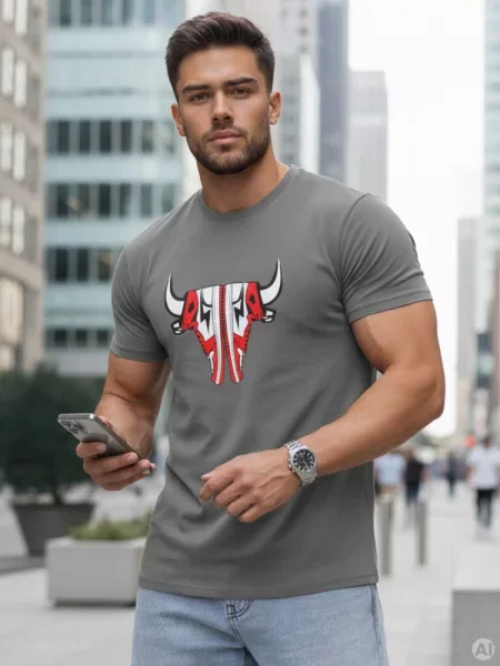 T-shirt z nadrukiem grafitowy Dstreet