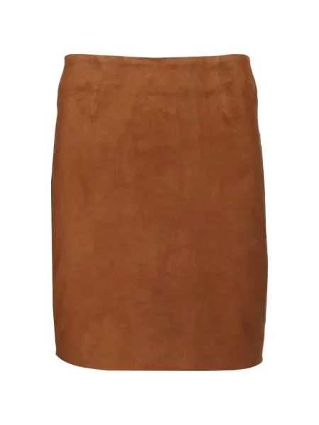 Fusta mini Rotate Birger Christensen din piele de căprioară maro
