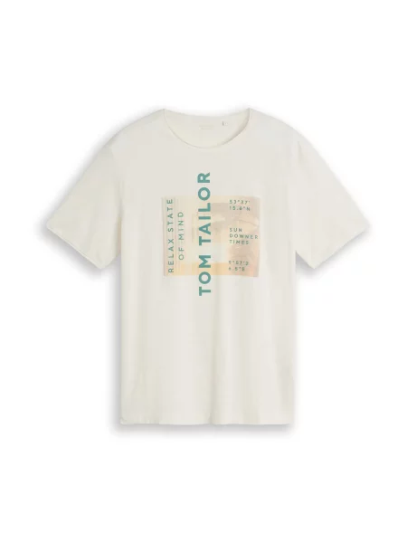 TOM TAILOR Tricou galben / verde alb