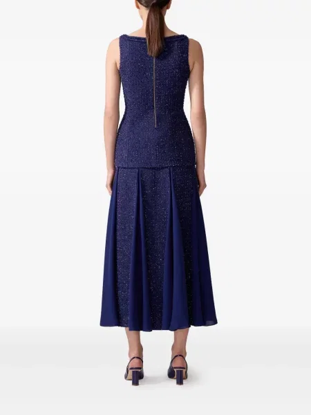 Top Carolina Herrera tweedowy niebieski