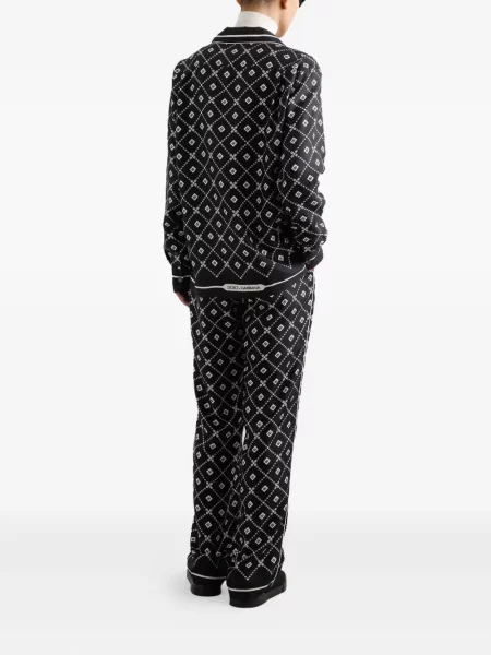 Pantaloni Dolce & Gabbana cu imprimeu geometric negru