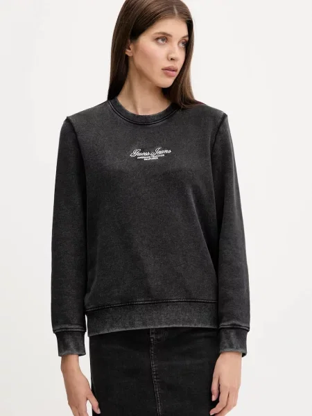 Guess Jeans bluza z aplikacją czarny