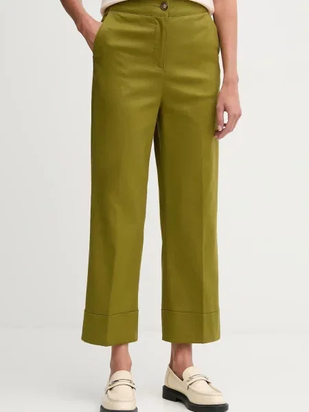 United Colors of Benetton spodnie proste high waist zielony