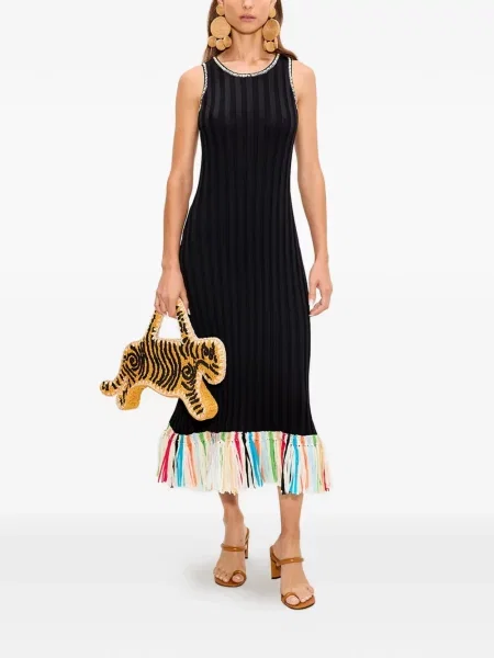 Rochie midi Simon Miller cu franjuri negru