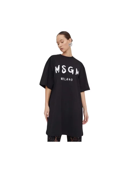 Sukienka koszulowa Msgm z nadrukiem czarna
