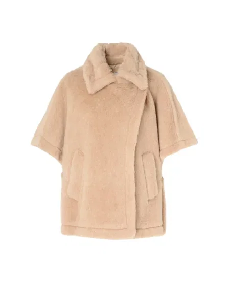 Kurtka Max Mara z alpaki teddy beżowa