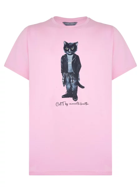 Cat e Lolette Marškinėliai Rocker Cat' rožinė