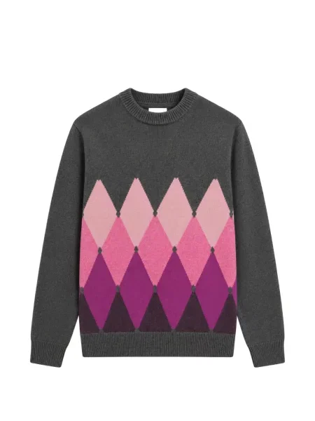 Pulover Ballantyne cu model argyle cu decolteu rotund gri