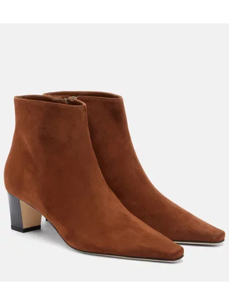 Cizme scurte Manolo Blahnik din piele de căprioară maro