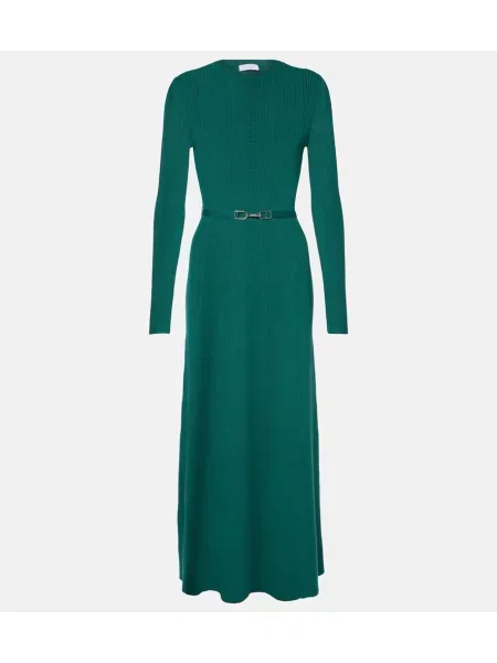 Rochie midi Gabriela Hearst de lână până la genunchi de costum verde