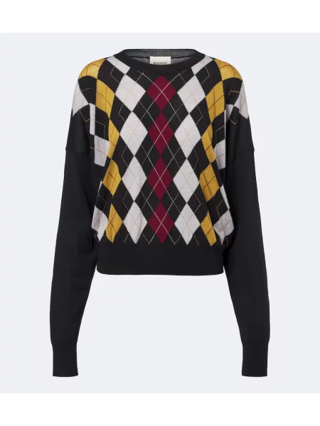 Pulover Khaite de lână cu model argyle