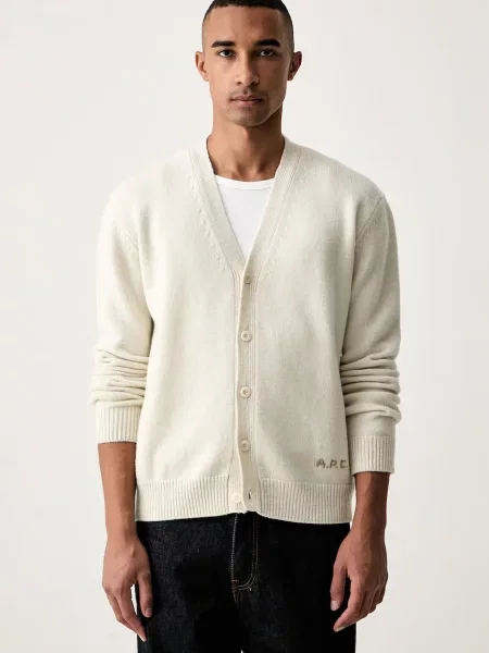 A.P.C. cardigan pentru bărbați din lână kevin bej