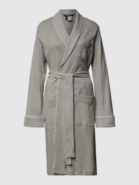 Szlafrok z bawełny Lauren Ralph Lauren szary