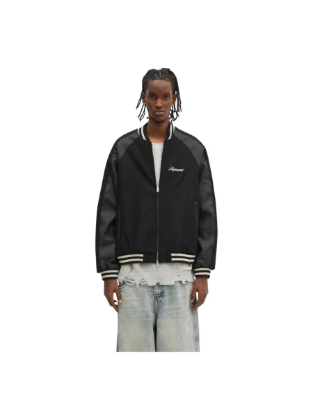 Represent kurtka bomber wełniana Raglan Varsity Jacket przejściowa oversize czarny