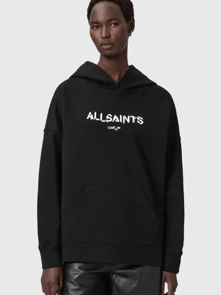 Кофта AllSaints з капюшоном візерунок чорний
