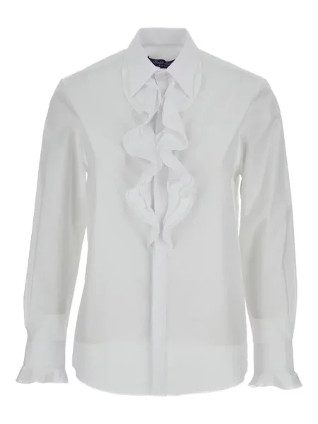 Długa koszula Ralph Lauren Collection z frędzli biała