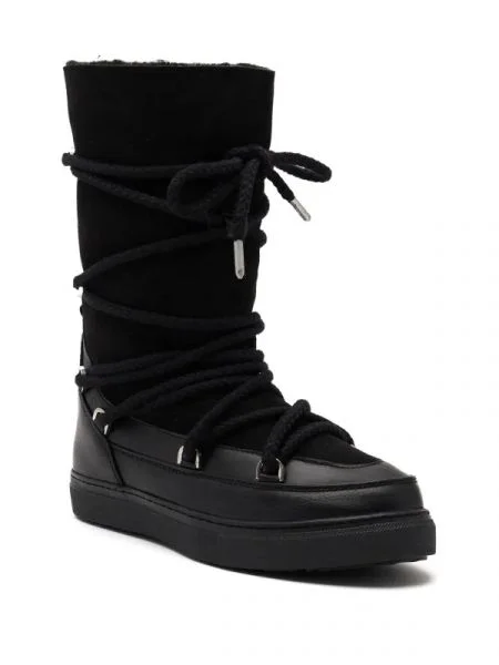 INUIKII De piele bocanci CLASSIC cu adaos de lână negru