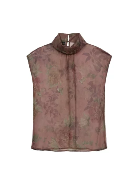 Bluzka Oltre z krepy brązowa