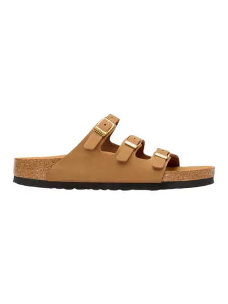 Klapki Birkenstock skórzane brązowe