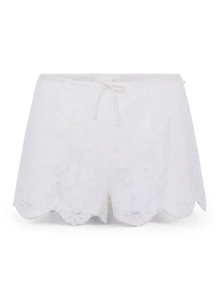 Pantaloni scurți Loveshackfancy din dantelă alb