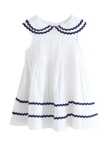 Next Rochie Ric Rac albastru marin alb