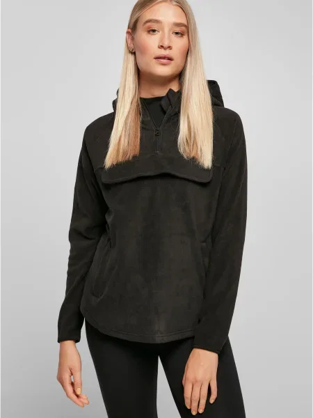 Hanorac cu glugă Urban Classics din fleece negru