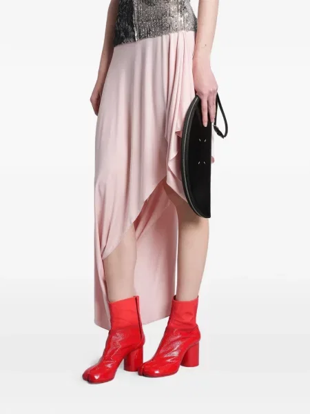 Fustă Maison Margiela asimetrică drapată roșu