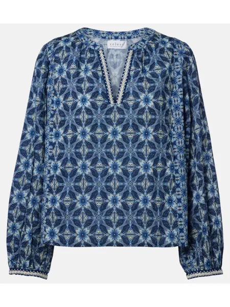 Bluză Velvet de catifea cu imagine albastru