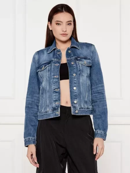 Tommy Jeans Farmer kabát TRUCKER kék