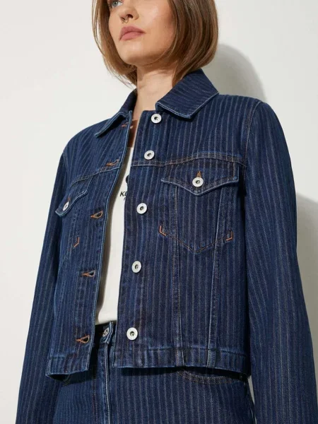 Kenzo geacă din denim Trucker Jacket Stripped femei de tranziție