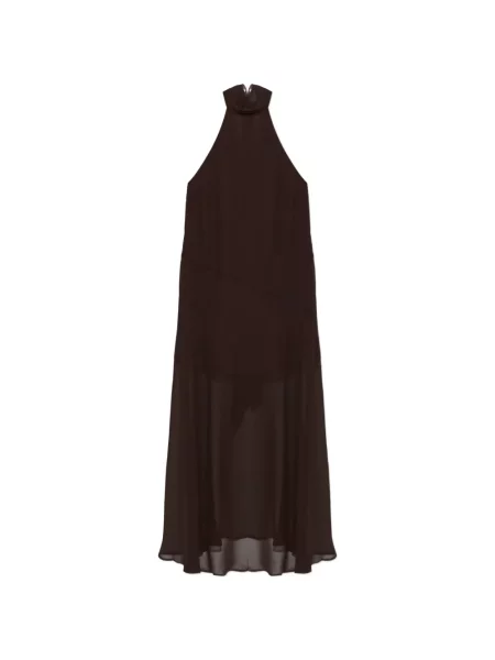 Rochie maxi Gestuz cu gât halter maro