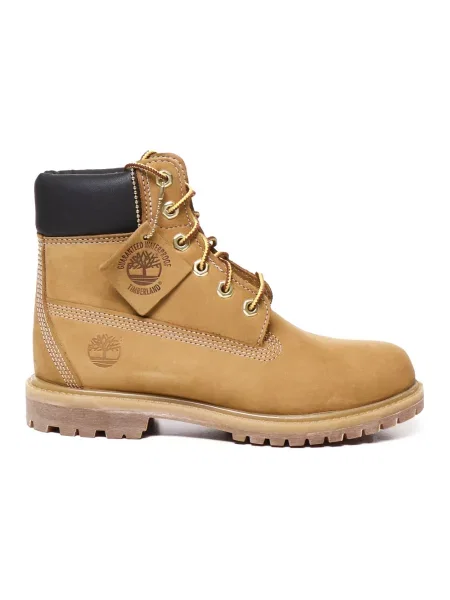 Botki Timberland skórzane na płaskim obcasie beżowe