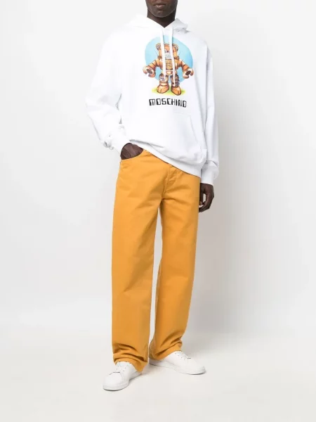 Hanorac cu glugă Moschino cu imagine teddy alb