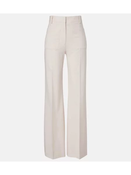 Pantaloni Victoria Beckham cu talie înaltă alb
