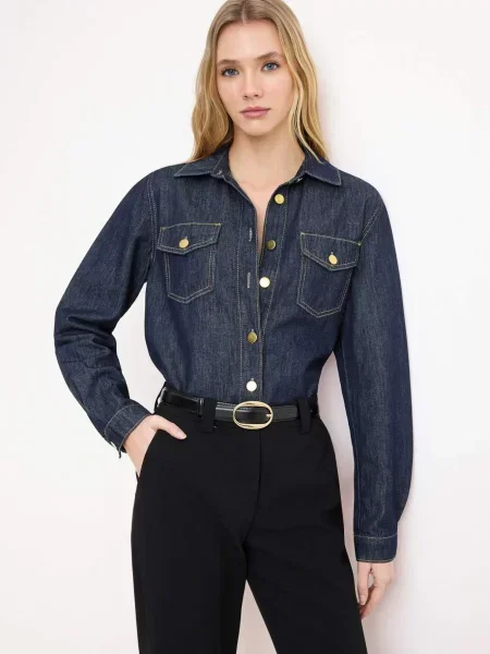 Trendyol Blúzka denim modrá