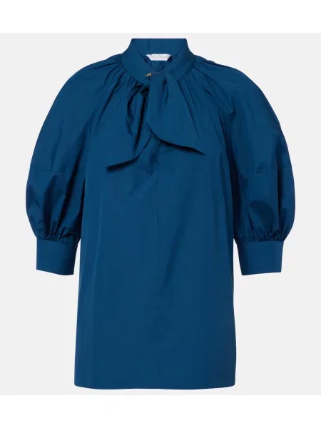 Bluză Max Mara din poplin cu legături albastru