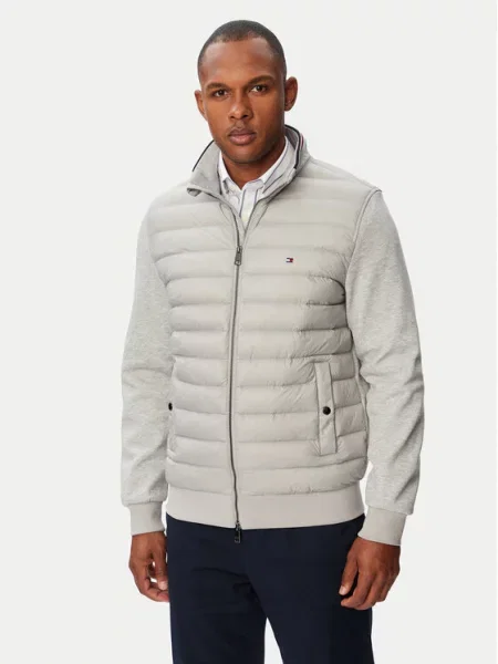 TOMMY HILFIGER Prechodná bunda ESS melírovaná sivá