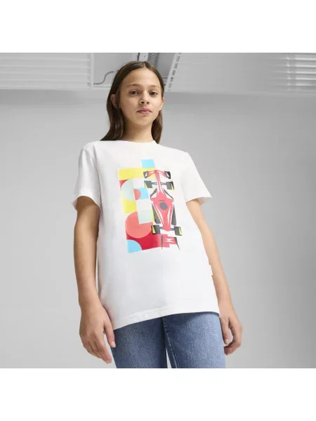 PUMA Młodzieżowa koszulka Scuderia Ferrari HP Race z grafiką Odzież biały