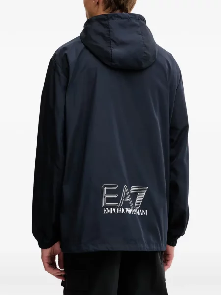 Яке Ea7 Emporio Armani с качулка с принт синьо