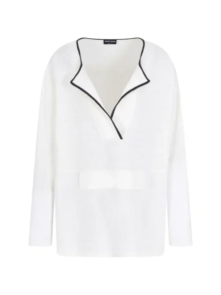 Pulover Giorgio Armani cu decolteu în V alb