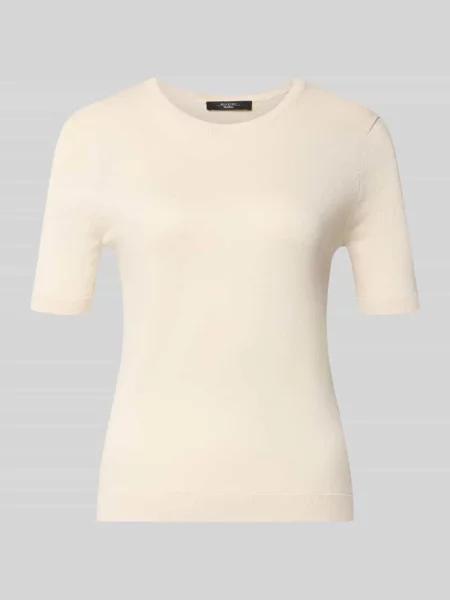 Sweter z dzianiny z mieszanki jedwabiu i bawełny w kroju slim fit model GABARRA' Weekend Max Mara biały