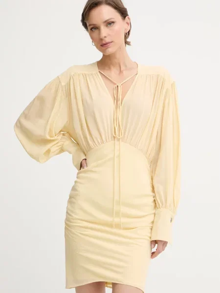 Pinko rochie drapată cu vâscoză galben