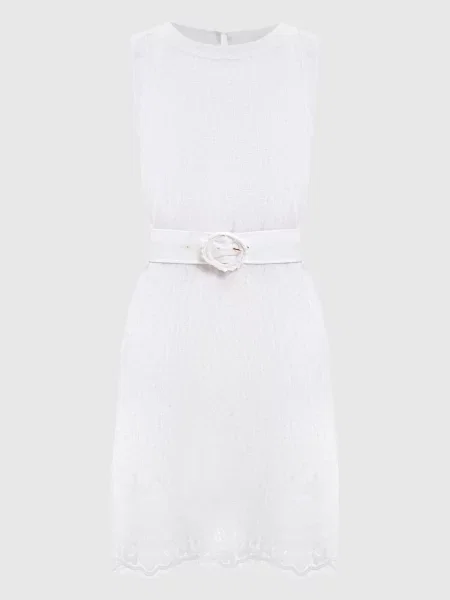 Сукня міні з льону з мереживом Twinset біла