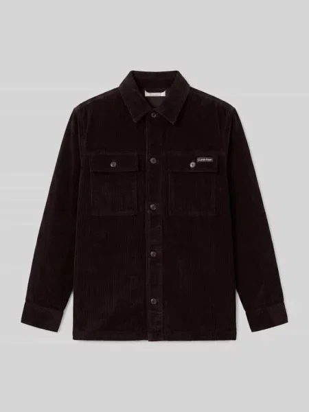 Koszula wierzchnia o kroju regular fit z bawełny o strukturze sztruksu Calvin Klein Jeans czarna