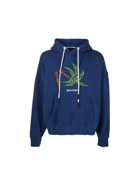 Bluza z kapturem Palm Angels niebieska
