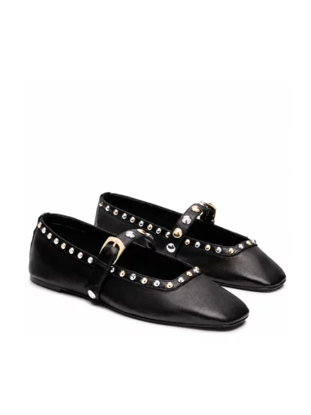 Balerinki Stuart Weitzman skórzane bez obcasa czarne