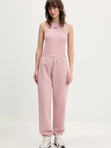 Hugo Blue spodnie dresowe Naleisy_B różowy gładkie niebieskie